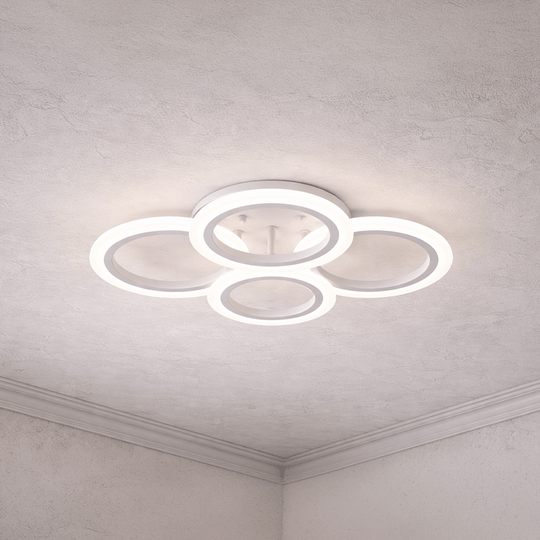 Lampadario a LED con telecomando BETTY 43W, 4 Cerchi, Luce Fredda/Calda/Neutra, Dimmerabile, Lampadario a LED Bianco con telecomando Titolo predefinito Alessandro Design