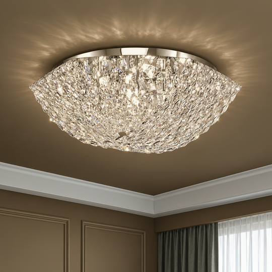 Lampadario in Cristallo QEQERTARSUAQ Magno, 9x E14, Diametro 60cm, Metallo e Cristallo, Cromo Lucido