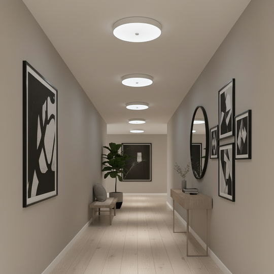 Plafoniera LED PL8001, D22cm, IP44, 8W, Luce Fredda 6000k, Bianco
