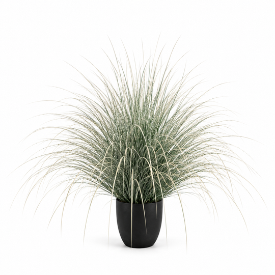 Pianta ornamentale in erba artificiale tipo fontana, 110 cm, verde e bianco, senza vaso