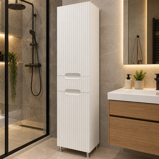 Colonna da bagno con ante SHAMAKHI, Bianco