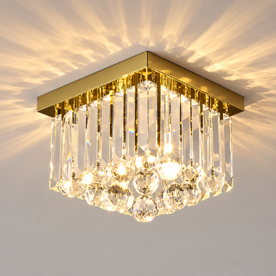 Lampadario in cristallo MARTINEZ Linear Luxe, diametro 35 cm, 4x E14, oro lucido