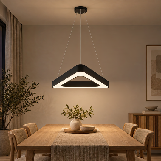 Lampadario LED sospeso ANGLE, 60cm, 25W, Altezza Regolabile, Luce Fredda, Nero, Metallo e Acrilico