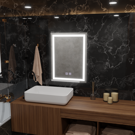 Specchio LED rettangolare, 45x60cm, RADIANTE Touch, Sistema Demister, Specchi Dimmerabili Korman E Titolo predefinito Alessandro Design