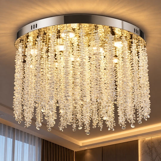 Lampadario LED in cristallo LLC215/400WH Rotondo, 22 W, Luce fredda/calda/neutra, Cristallo, Oro