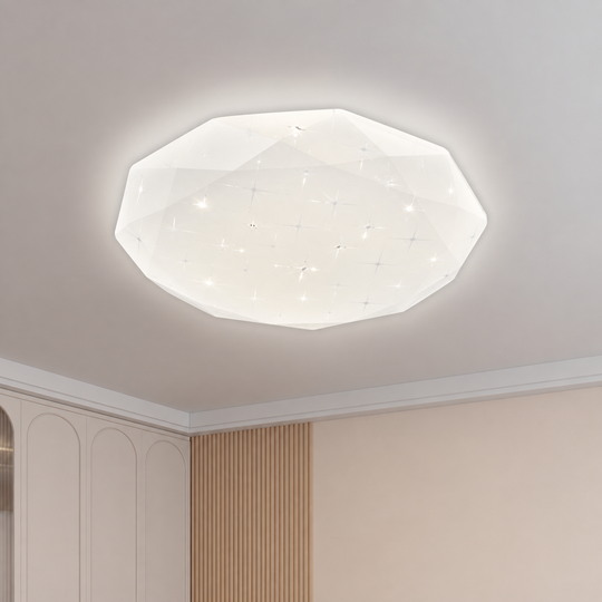 Plafoniera LED esagonale 33 cm, 27W, 3000K / 4000K / 6000K, Bianco, Metallo e Acrilico