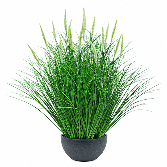 Pianta artificiale, erba ornamentale in vaso a coda di volpe, 61 cm, con 19 spezie, verde e bianco