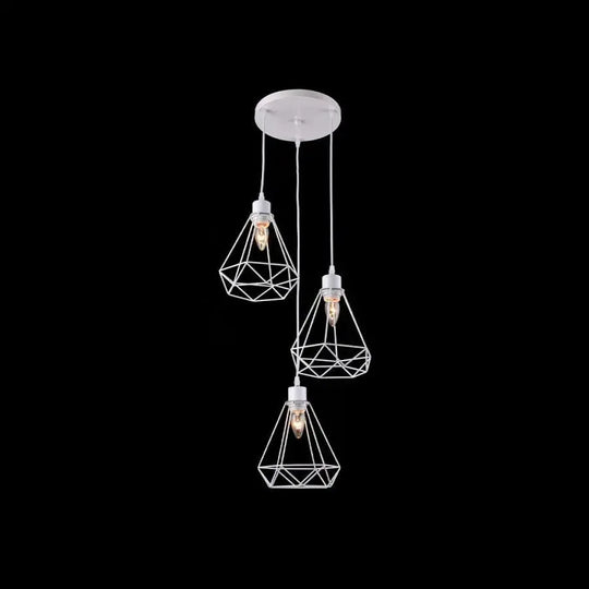Lampadario a forma di diamante, STRUTTURA, 3xE27, Bianco, Lampadari industriali in metallo Titolo predefinito Alessandro Design