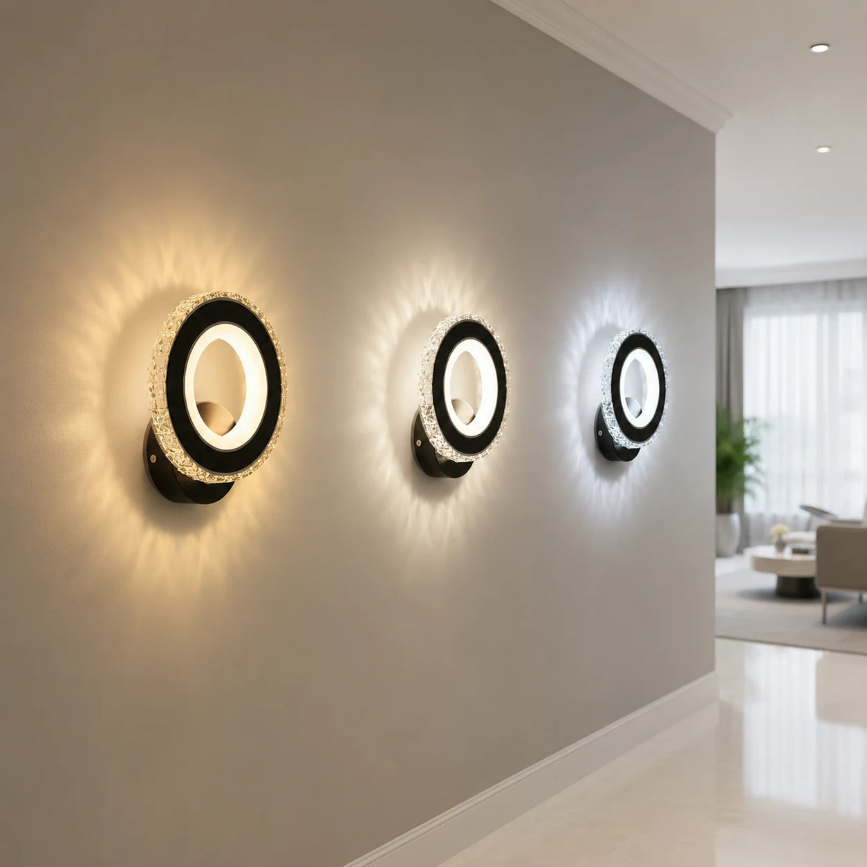 Lampada da parete a LED NOVA Rotonda, 16W, Nero e acciaio inossidabile, Luce calda/fredda/neutra - 01_AL073-1BK.png