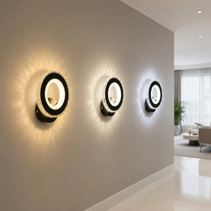 Lampada da parete a LED NOVA Rotonda, 16W, Nero e acciaio inossidabile, Luce calda/fredda/neutra - 01_AL073-1BK.png
