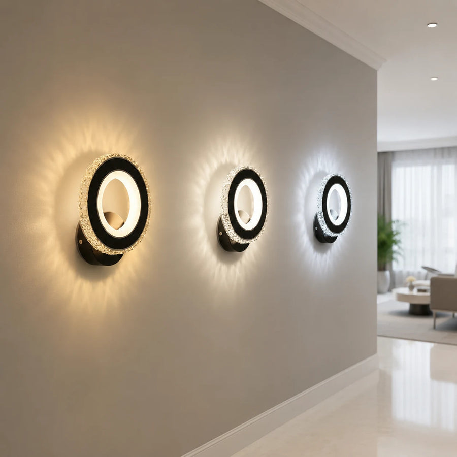 Lampada da parete a LED NOVA Rotonda, 16W, Nero e acciaio inossidabile, Luce calda/fredda/neutra - 01_AL073-1BK.png