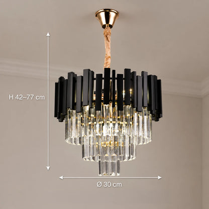 BLOIS Petito Lampadario di cristallo 3xE14, diametro 30 cm, nero, altezza regolabile - 01_CC110:300BK.png