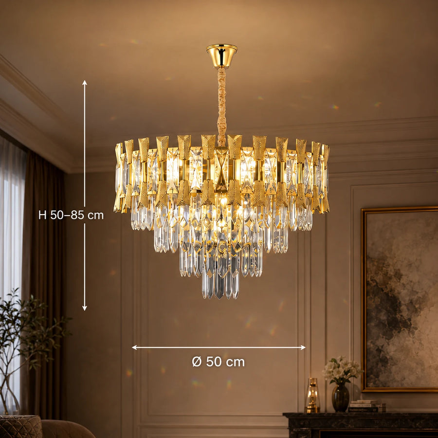 Lampadario di cristallo HAMPTON Elegance 8x E14, diametro 49 cm, oro lucido, altezza regolabile - 01_CC8926-500GDT.png