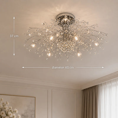 Lampadario in Cristallo RONDO Vivace, 6x G9, Diametro 50 cm, Argento Lucido