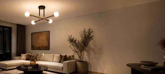 Lampadario modernista Gentile, 4x E27, nero e oro, design moderno - 01_LC362-4BKGD.png