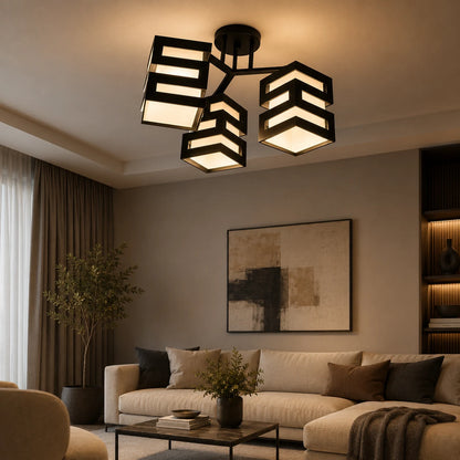 VANJA Lampadario con Paralume Quadrato, 3 X Attacco E27 Bianco / Nero - 01_LC890-3.png