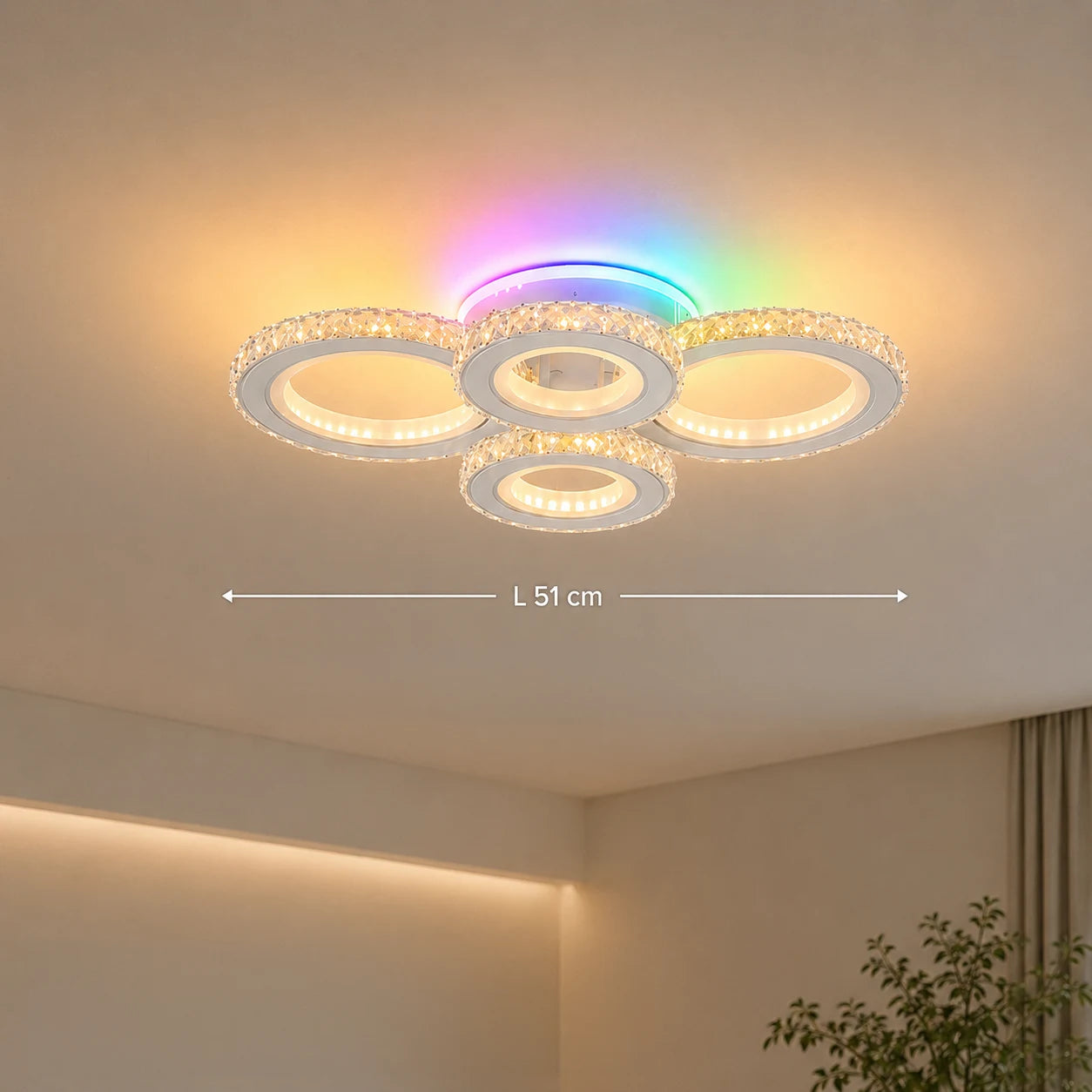 Lampadario LED con telecomando e cristallo NOVA ROTONDA RGB 82W, 4 Cerchi, Luce Fredda/Calda/Neutra, Dimmerabile, Bianco - 01_LT073-4WH.png