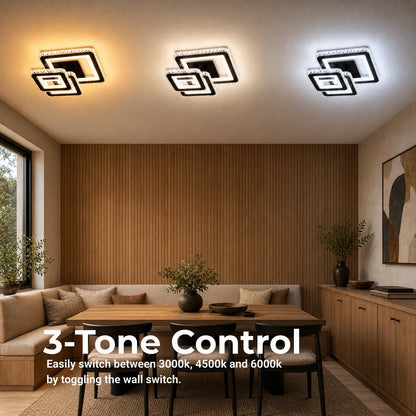 Lustra LED cu telecomanda si cristal LEILA 88W, 3 Patrate, lumina Rece/Calda/Neutra, Dimabila, Negru Crom Lucios - 01_LT078-3BK.png
