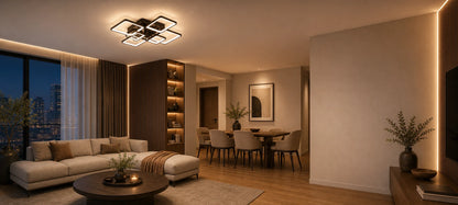 Lustra LED cu telecomanda ELLA 120W, 6 Patrate, lumina Rece/Calda/Neutra, Dimabila, Negru, Metal si Acril - 01_LT130-6BK.png