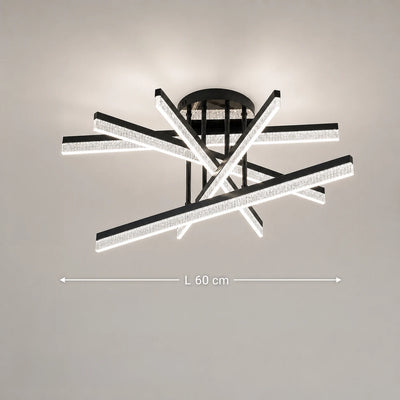 Lampadario LED con Telecomando LT179/5BK, 68W, 5 Elementi, Luce Fredda/Calda/Neutra, Dimmerabile, Nero