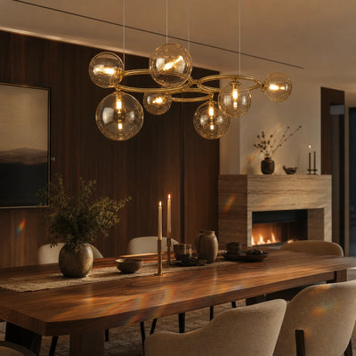 VENERE Luce Lampadario, 3 Cerchi, 7xG9, Oro, Metallo, Altezza Regolabile