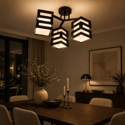 VANJA Lampadario con Paralume Quadrato, 3 X Attacco E27 Bianco / Nero - 02_LC890-3.png