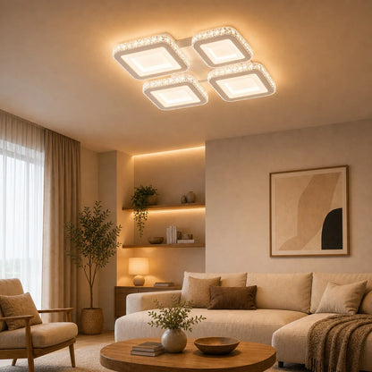 Lustra LED cu telecomanda si cristal LEILA RGB 69W, 4 Patrate, lumina Rece/Calda/Neutra, Dimabila, Alb - 02_LT078-4WH.png