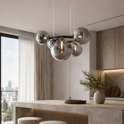 Lampadario con Paralume Tondo, VENERE Zodiaco, 1 Cerchio 5xG9, Metallo, Nero, Altezza Regolabile - 03_LC811-5.png