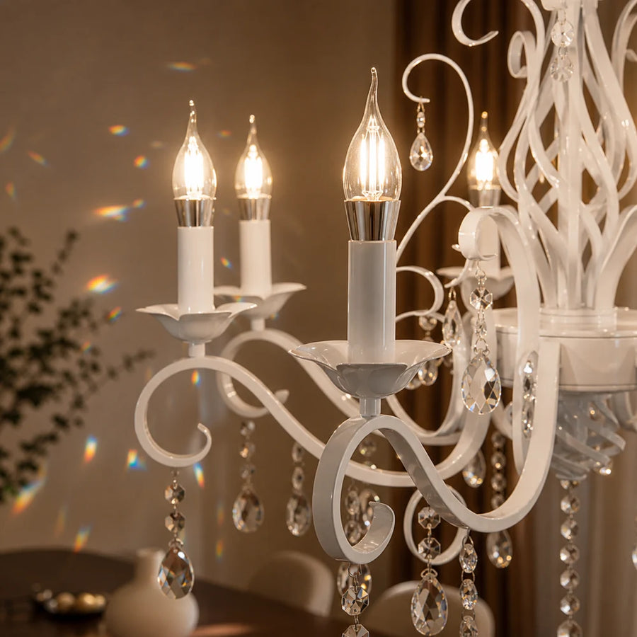 DELLI SANTI Lampadario 6xE14, Diametro 52cm, Bianco, Altezza Regolabile - 04_LC130-6WH.png
