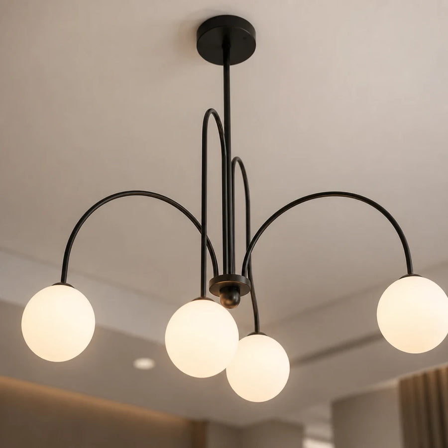 Lampadario con Paralume, Torino, 4xE27, Nero, Metallo - 04_LC850-4BK.png