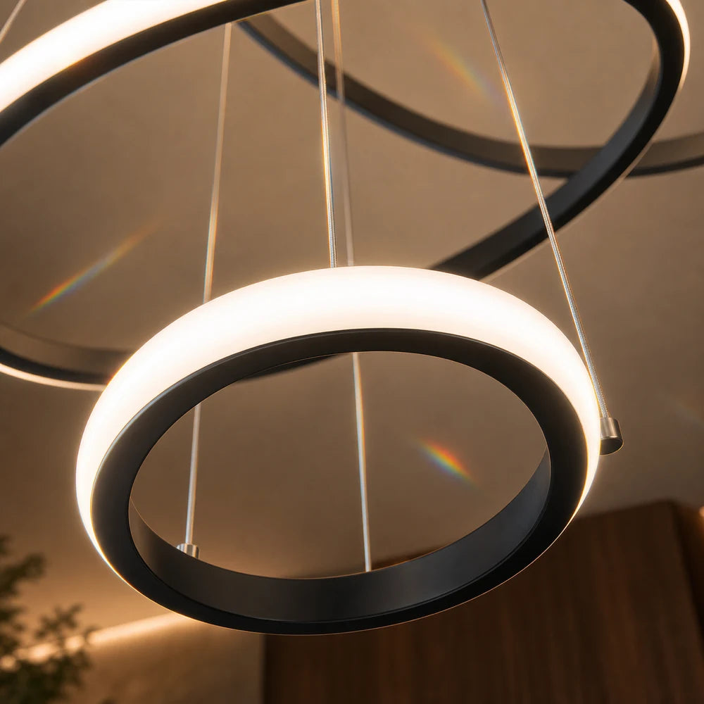 Lampadario a sospensione a LED RICCI 81W, 3 Cerchi, Luce Fredda/Calda/Neutra, Nero, Altezza regolabile - 04_LL104-3BK.png