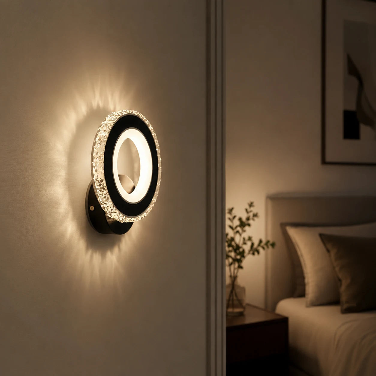 Lampada da parete a LED NOVA Rotonda, 16W, Nero e acciaio inossidabile, Luce calda/fredda/neutra - 05_AL073-1BK.png
