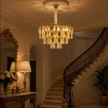 Lampadario in Cristallo VENARIA 8x E14, Diametro 50cm, Oro Lucido, Altezza Regolabile - 05_CC8052-500GD.png