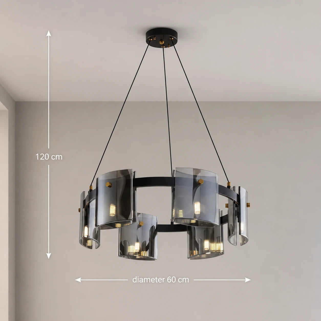 Lampadario moderno, Valmontreux Largo, 6xG9, diametro 60 cm, nero, altezza regolabile - 05_CM360-600BK.png