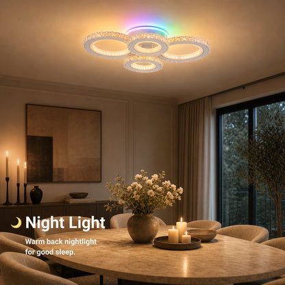 Lampadario LED con telecomando e cristallo NOVA ROTONDA RGB 82W, 4 Cerchi, Luce Fredda/Calda/Neutra, Dimmerabile, Bianco - 05_LT073-4WH.png