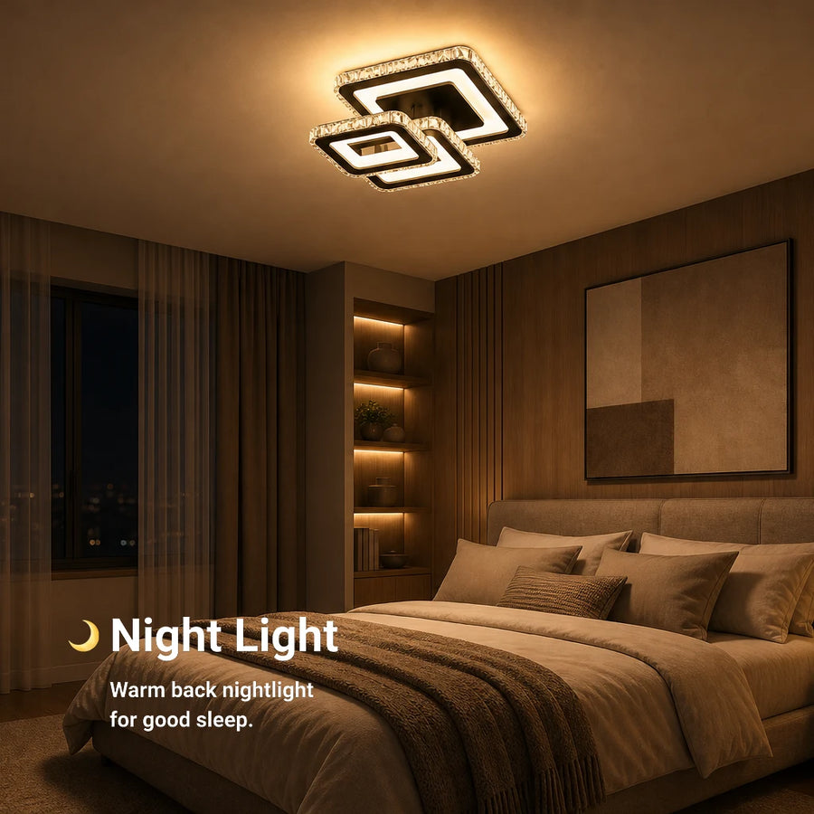 Lustra LED cu telecomanda si cristal LEILA 88W, 3 Patrate, lumina Rece/Calda/Neutra, Dimabila, Negru Crom Lucios - 05_LT078-3BK.png
