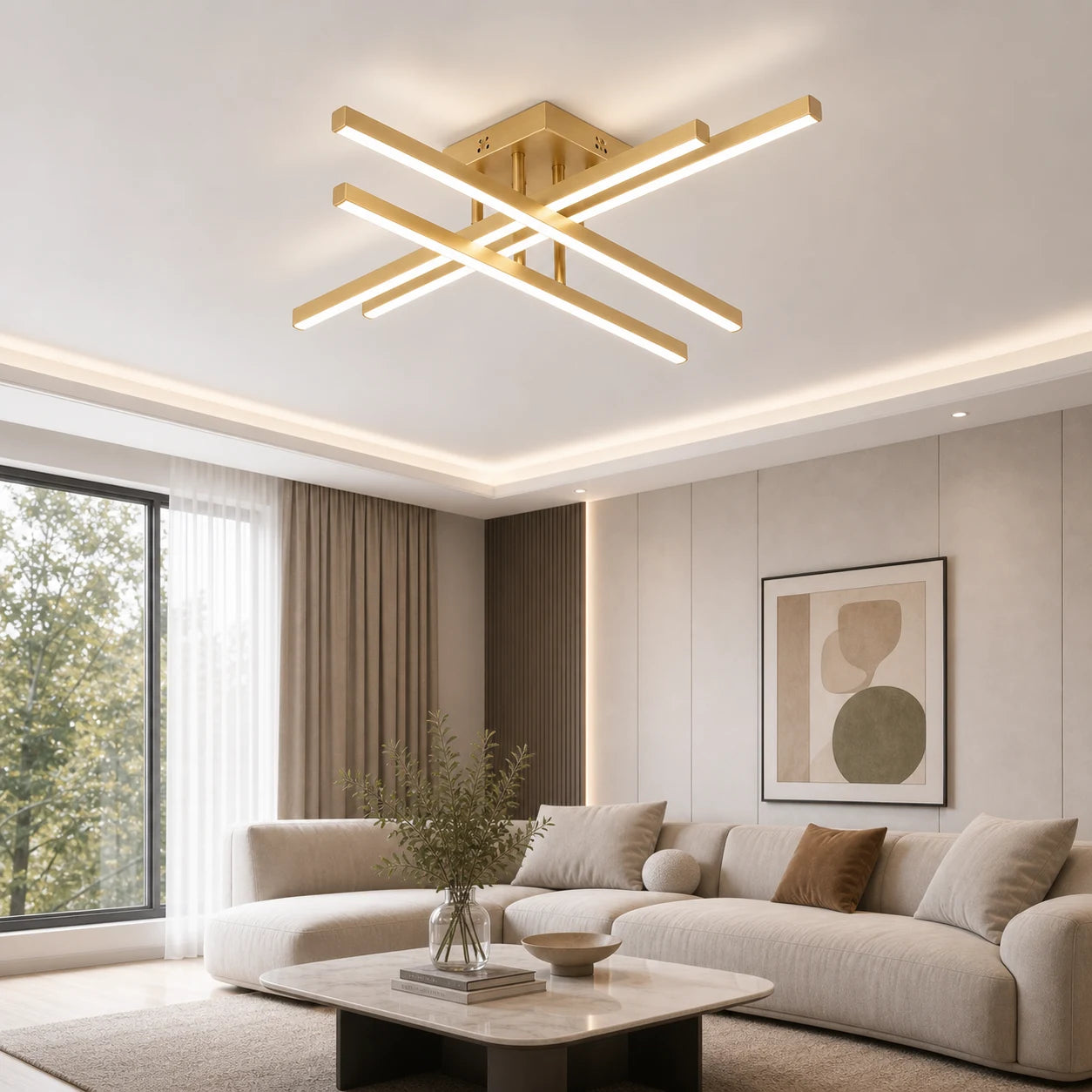 Lustra LED cu Telecomanda LINEX, 53W, Lumina 3000K/4000K/6000K, Dimabila, Auriu - 05_LT171-4GD.png