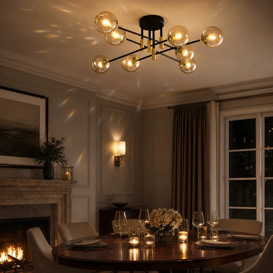 Lampadario Morena, 8xE27, Oro Nero, Metallo - 06_LC807-8.png