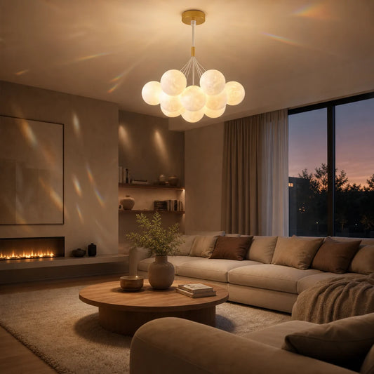 Lampadario MODERNO, Tipo Pendolo, LOFT Bagliore, Globo, 7xE27, Altezza Regolabile, Oro - 06_LC816-7GD.png