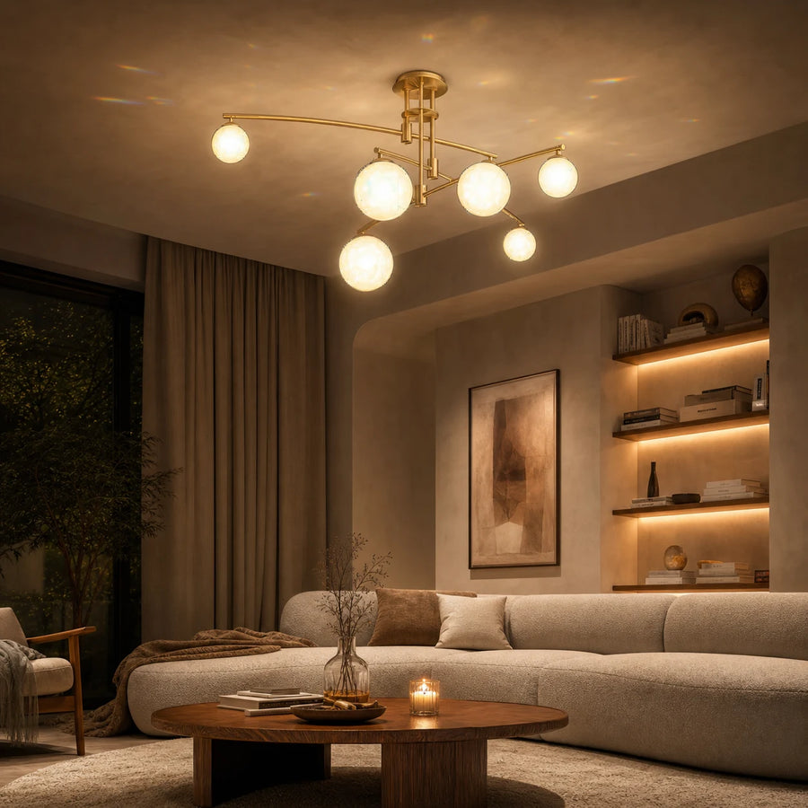 Lampadario con paralume rotondo, cupola PENTHOUSE, 6x G9, oro, metallo - 06_LC825GD.png