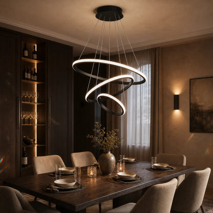 Lampadario a sospensione a LED RICCI 81W, 3 Cerchi, Luce Fredda/Calda/Neutra, Nero, Altezza regolabile - 06_LL104-3BK.png