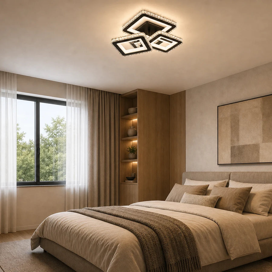 Lustra LED cu telecomanda si cristal LEILA 88W, 3 Patrate, lumina Rece/Calda/Neutra, Dimabila, Negru Crom Lucios - 06_LT078-3BK.png