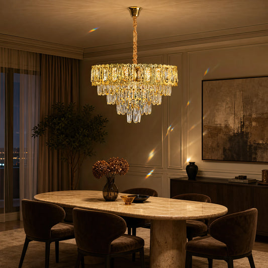 Lampadario in Cristallo BELVEDERE Eleganza 8xE14, Diametro 50cm, Oro Lucido, Altezza Regolabile - 07_CC912-500GD.png