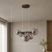 Lampadario con Paralume Tondo, VENERE Zodiaco, 1 Cerchio 5xG9, Metallo, Nero, Altezza Regolabile - 07_LC811-5.png