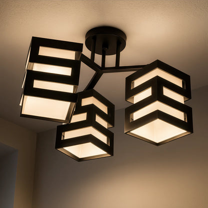 VANJA Lampadario con Paralume Quadrato, 3 X Attacco E27 Bianco / Nero - 07_LC890-3.png