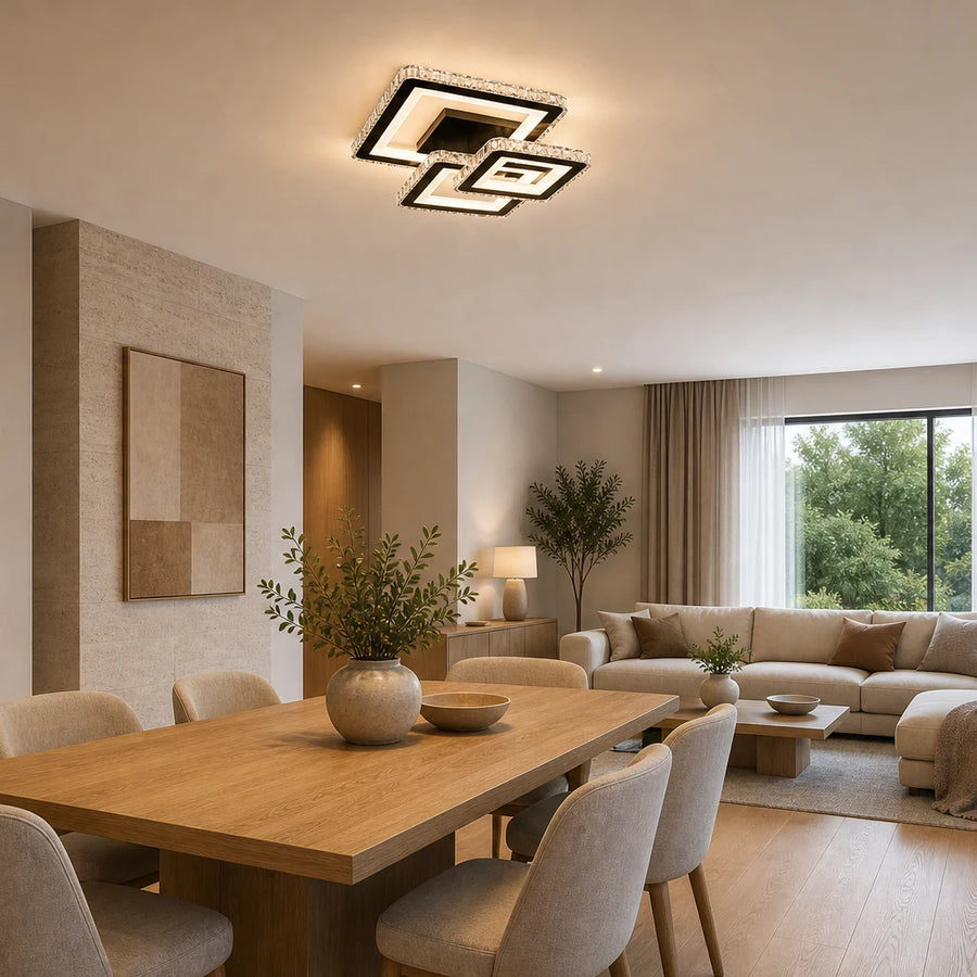 Lustra LED cu telecomanda si cristal LEILA 88W, 3 Patrate, lumina Rece/Calda/Neutra, Dimabila, Negru Crom Lucios - 07_LT078-3BK.png