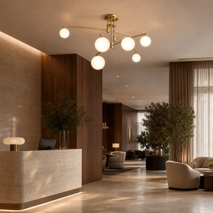 Lampadario con paralume rotondo, cupola PENTHOUSE, 6x G9, oro, metallo - 08_LC825GD.png