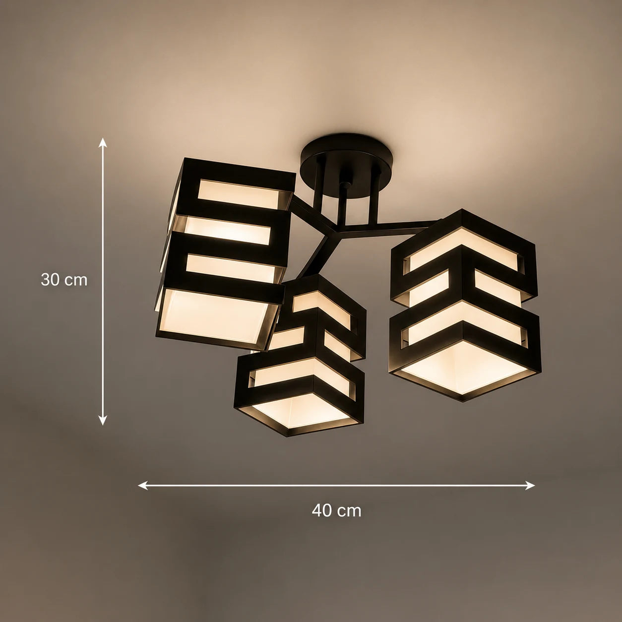 VANJA Lampadario con Paralume Quadrato, 3 X Attacco E27 Bianco / Nero - 08_LC890-3.png