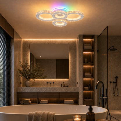 Lampadario LED con telecomando e cristallo NOVA ROTONDA RGB 82W, 4 Cerchi, Luce Fredda/Calda/Neutra, Dimmerabile, Bianco - 08_LT073-4WH.png