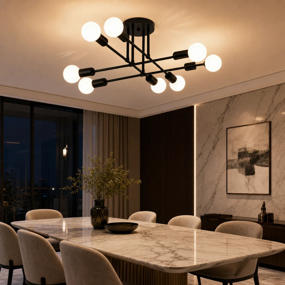 Lampadario Octa classico modernista, 8x E27, nero, design moderno, metallo, senza paralume - 05_LC360-8BK.png